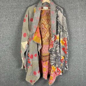 Kantha Bae Reversible Slouchy Kimono Cardigan Duster Boho Hippie Lagenlook OS